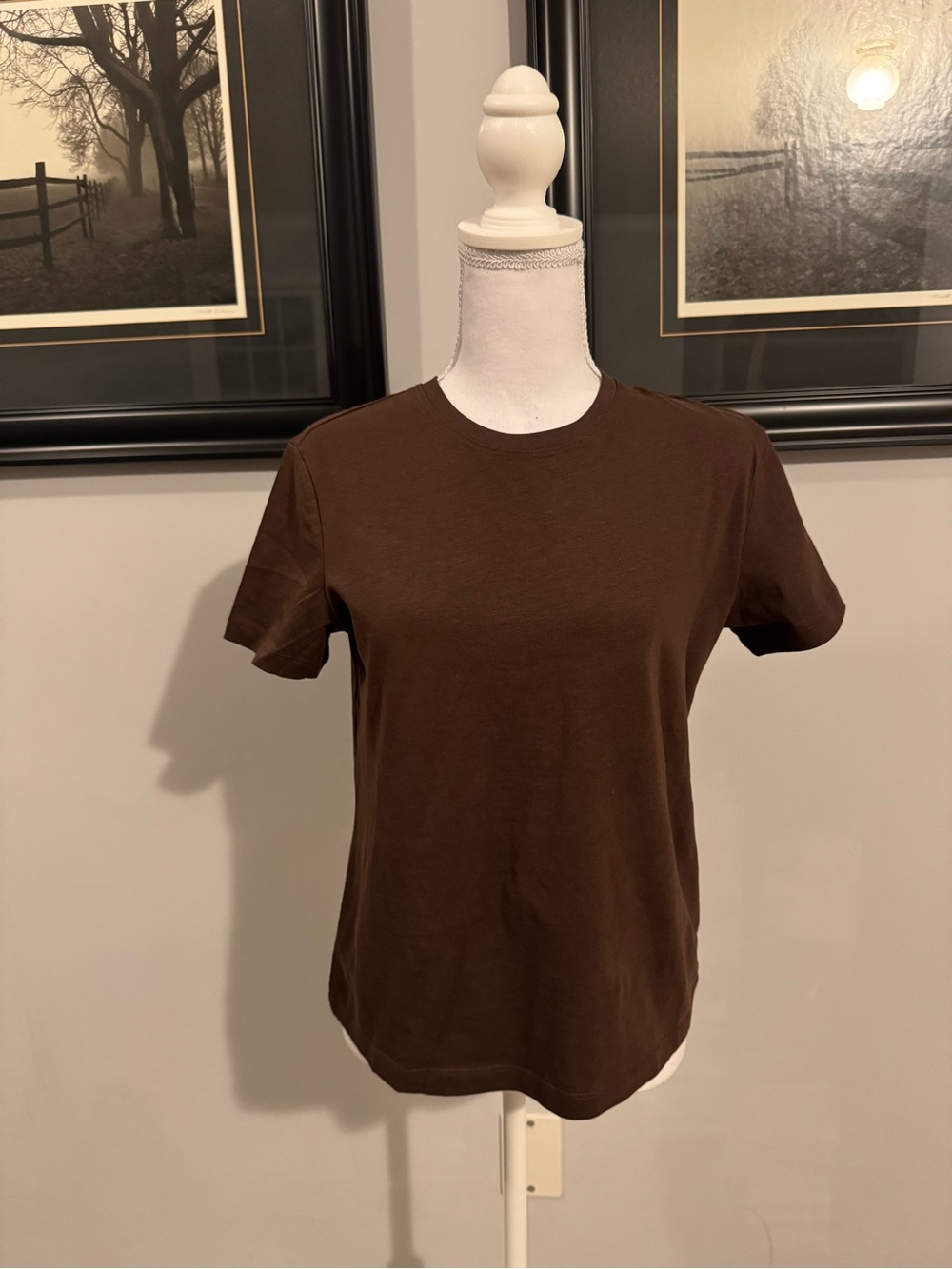 NWT - Bershka Chocolate Brown Classic Short Sleeve Crew Neck T-Shirt Small